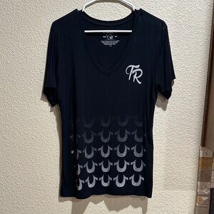 True Religion Black and White Short Sleeve Tee